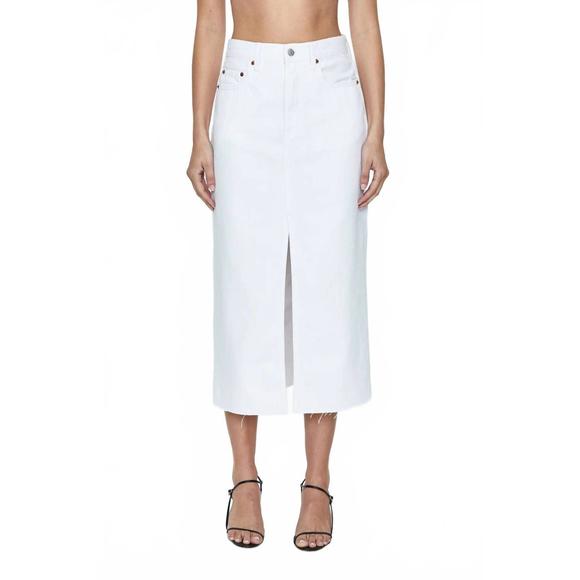 NEW PISTOLA alice denim midi skirt in white